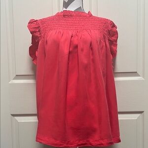 crown & ivy coral Ruffle Blouse